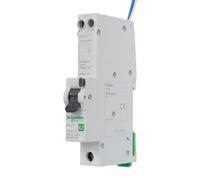 Schneider Electric Easy9 - RCBO Residual Circuit Breaker with Overcurrent Protection, 1 Pole, 20A, 30mA, Type A, B Curve, EZ9D16820