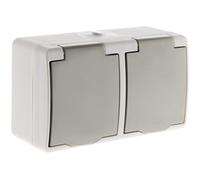 Schneider Electric 2P+T Horizontal Double Socket Mini IP54 Light Grey