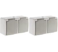 Schneider Electric 2P+T Horizontal Double Socket Mini IP54 Light Grey (Pack of 2)