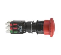 Schneider Electric Complete emergency stop push button, Harmony XB6, 16 mm, red pushbutton30 mm, trigger/latching Turn to release, 1NO, 2NC