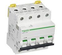 Schneider Electric a9 °F95406 ic60l Circuit Breaker, Acti9, Curvature K, 4P, 85 mm Height x 72 mm Width x 78.5 mm depth, 6 A Current, 50/60 Hz, White