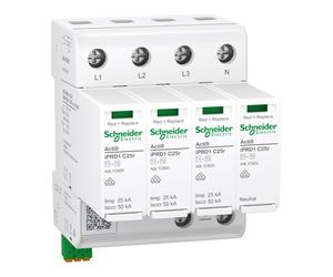 Schneider Electric A9L1C625 Acti9 iPRD1 C25r 3P+N 25kA Type 1+2 Surge Protective Device (SPD) with Remote