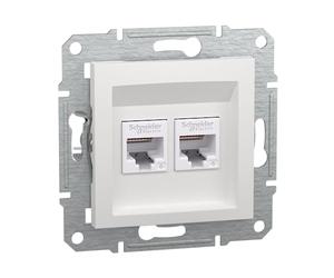 Schneider Electric Asfora EPH4870121D RJ45 Cat.6e Flush-Mounted 2-Way Network Socket Data Socket IDC White