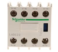 Schneider Electric, Auxiliary contact block, TeSys D, 2NO + 2NC (inc. 1NO + 1NC make before break), front mounting, screw clamp terminals, LADC22