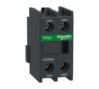 Schneider Electric, Auxiliary contact block, TeSys D, 2NO, front mounting, screw clamp terminals LADN20