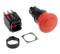 Schneider Electric Complete emergency stop push button, Harmony XB6, 16 mm, red pushbutton30 mm, trigger/latching Turn to release, 1NO, 2NC