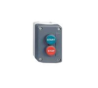 Schneider Electric Control station, plastic, dark grey lid, 2 flush push buttons Ø22, marked START STOP, 1 NO + 1 NC