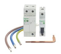 Schneider Electric Easy9 - Surge Arrester Kit T, 1 pole and neutral 20kA, including 20A minature circuit breaker and cable links, EZ9L33620KIT