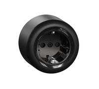 Schneider Electric Elso Round Socket, 1-Way, Touch Protection, Surface-Mounted, Renova, 16 A - 250 V AC, Black, Item Number WDE015976