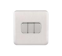 Schneider LSD 10AX 3G 2W Switch White Insert - Stainless Steel - GGBL1032WSS