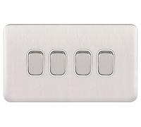 Schneider Electric GGBL1042WSS Lisse Screwless Deco 10AX 4G 2W Switch WSS, 240 V, Stainless Steel