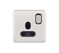 Schneider Electric GGBL3010DBSS Lisse Screwless Deco 1G 13A DP Sw Socket BSS, 240 V, Stainless Steel