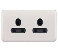 Schneider Electric GGBL3060BSSS Schneider Electric Lisse Screwless Deco 2G 13A Unswitched Socket BSS, 240 V, Stainless Steel