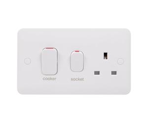 Schneider Electric GGBL4001S Lisse White Moulded 45A DP Cooker Control Unit with 13A Socket & LED (Display Packaged)