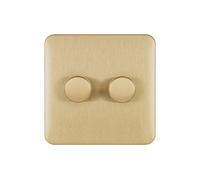 Schneider Electric GGBL6022CSBS Schneider Electric Lisse Screwless Deco Uni Dimmer 2G 2way 250W/VA SB, 250 W, 240 V, Satin Brass
