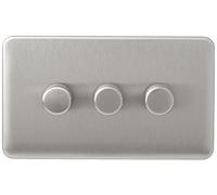 Schneider LSD Dimmer Switch 3G 2W 250W/VA Stainless Steel - GGBL6032CSSS