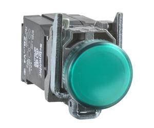 Schneider Electric green complete pilot light Ø22 plain lens with BA9s bulb 230...240V