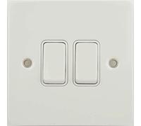 Schneider Electric GU1222WPW Ultimate Flat Plate, Painted White with White Insert, Double, 2 Way Light Switch, 16 AX