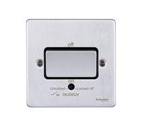 Schneider Electric GU1513BBC Ultimate Low Profile Brushed Chrome Black Insert 1 Gang TP Isolator 10A Plate Switch