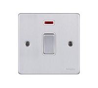 Schneider Electric GU2511WBC Ultimate Low Profile Brushed Chrome White Insert 20AX DP Switch + neon