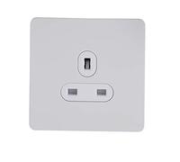 Schneider Electric GU3450WPW Ultimate Screwless Flat Plate, Unswitched Single Power Socket, Single Pole, Painted White with White Insert, 13 A, 1 Gang