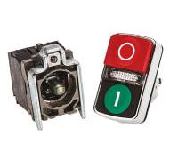 Schneider Electric Harmony XB4 - ON/OFF Illuminated Push Button Switch, Metal, Green Flush Marked I, Red Projecting Marked O, 1NO + 1NC, 24 V AC/DC, 22 mm Mount, XB4BW73731B5