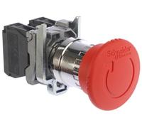 Schneider Electric Harmony XB4 - Emergency Stop Push Button Switch, Metal, 40 mm Mushroom, Trigger Latching Turn to Release, 1NO + 1NC, 22 mm Mount, XB4BS8445, Red