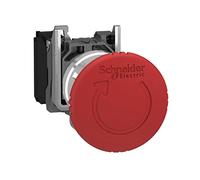 Schneider Electric Harmony XB4 - Emergency Stop Push Button Switch, Metal, 40 mm Mushroom, Trigger Latching Turn to Release, 1NC, 22 mm Mount, XB4BS8442, Red