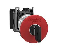 Schneider Electric Harmony XB4, Emergency stop switching off, metal, red mushroom Ø40, Ø22, trigger latching key release, 1 NC