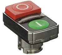 Schneider Electric Harmony XB4, Illuminated double-headed push button head, metal, Ø22, marked, 1 green flush I, 1 pilot light, 1 red projecting O