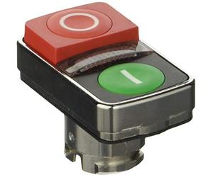 Schneider Electric Harmony XB4, Illuminated double-headed push button head, metal, Ø22, marked, 1 green flush I, 1 pilot light, 1 red projecting O