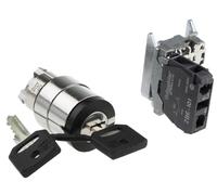 Schneider Electric Harmony XB4 - Key Selector Switch, Metal, 2 Positions, Ronis 455 Keylock, Stays Put, 1NO, 22 mm Mount, XB4BG21, Black