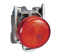 Schneider Electric Harmony XB4 - Pilot Indicator Light, Metal, Plain Lens, BA9 Bulb Base, Industrial Control, 250 V AC/DC, XB4BV64, Red