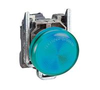 Schneider Electric Harmony XB4 - Pilot Indicator Light, Metal, Plain Lens, BA9 Bulb Base, Industrial Control, 250 V AC/DC, XB4BV63, Green