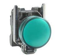 Schneider Electric Harmony XB4 - Pilot Indicator Light, Metal, Plain Lens, Integral LED, Industrial Control, 230…240 V AC, XB4BVM3, Green