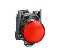 Schneider Electric Harmony XB4 - Pilot Indicator Light, Metal, Plain Lens, Integral LED, Industrial Control, 24 V AC/DC, XB4BVB4, Red