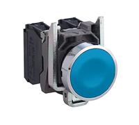 Schneider Electric Harmony XB4 - Push Button Switch, Metal, Spring Return, 1NO, 22 mm Mount, Unmarked, Flush Operator Profile, XB4BA61, Blue