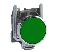 Schneider Electric Harmony XB4 - Push Button Switch, Metal, Spring Return, 1NO, 22 mm Mount, Marked I, Flush Operator Profile, XB4BA3311, Green