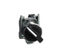 Schneider Electric Harmony XB4 - Selector Switch, Metal, 2 Positions, Spring Return from Right to Left, Standard handle, 1NO, 22 mm Mount, XB4BD41, Black