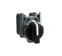 Schneider Electric Harmony XB4 - Selector Switch, Metal, 2 Positions, Spring Return from Right to Left, Standard handle, 1NO, 22 mm Mount, XB4BD53, Black