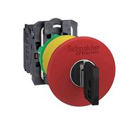 Schneider Electric Harmony XB5 - Emergency Stop Push Button Switch, Plastic, 40 mm Mushroom, Trigger Latching Key Release, 1NO + 1NC, 22 mm Mount, XB5AS9445, Red