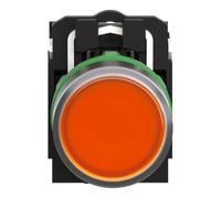 Schneider Electric Harmony XB5 - Illuminated Push Button Switch, Plastic, Spring Return, 1NO + 1NC, 24 V AC/DC, 22 mm Mount, Flush Operator Profile, XB5AW35B5, Orange