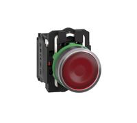 Schneider Electric Harmony XB5 - Illuminated Push Button Switch, Plastic, Spring Return, 1NO + 1NC, 24 V AC/DC, 22 mm Mount, Flush Operator Profile, XB5AW34B5, Red