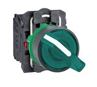 Schneider Electric Harmony XB5 - Illuminated Selector Switch, Plastic, 2 Positions, Stays Put, Standard handle, 1NO + 1NC, 24 V AC/DC, 22 mm Mount, XB5AK123B5, Green