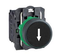 Schneider Electric Harmony XB5 - Push Button Switch, Plastic, Spring Return, 1NO, 22 mm Mount, Marked Up Arrow, Flush Operator Profile, XB5AA3341, White