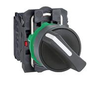 Schneider Electric Harmony XB5 - Selector Switch, Plastic, 2 Positions, Stays Put, Standard handle, 1NO + 1NC, 22 mm Mount, XB5AD25, Black