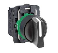 Schneider Electric Harmony XB5 - Selector Switch, Plastic, 3 Positions, Spring Return to Center, Standard handle, 2NO, 22 mm Mount, XB5AD53, Black