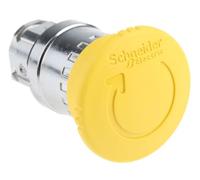 Schneider Electric, Harmony, ZB4BS55, Yellow Ø40 mushroom pushbutton head Ø22 latching turn release