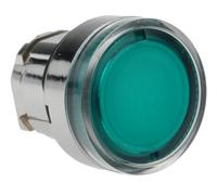 Schneider Electric, Harmony, ZB4BW33, Green flush illuminated pushbutton head Ø22 spring return for BA9s bulb