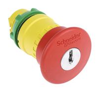 Schneider Electric ZB5AS944, Emergency Stop 40mm Trigact 455 Key Rel Red